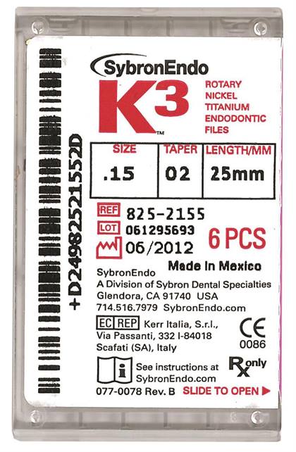 K3 Rotary File 30 mm Size 45 Nickel Titanium White 0.02 6/Pk thumbnail 13