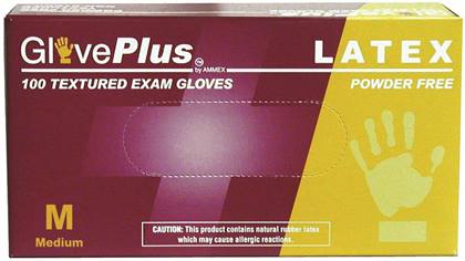+AMMEX® GlovePlus® Powder-Free Textured Latex Gloves, 100/Box - Large product image
