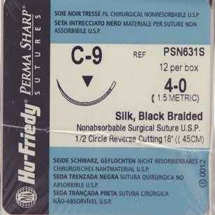 #4-0 Black Silk Suture 18" C-9 Needle 23mm Box of 12 thumbnail 7