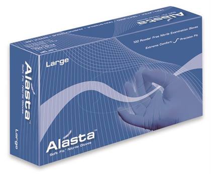 Alasta Soft Fit Nitrile Exam Gloves Large Blue Non-Sterile product image