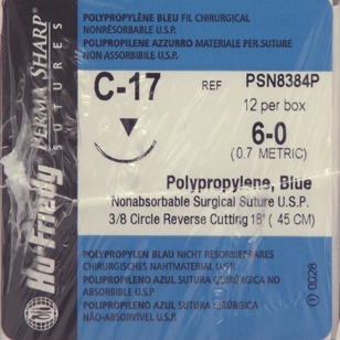 Perma Sharp Suture, Polypropylene, Non-Absorbable, C-17, 6-0, 18", 12/Pk, PSN8384P thumbnail 11