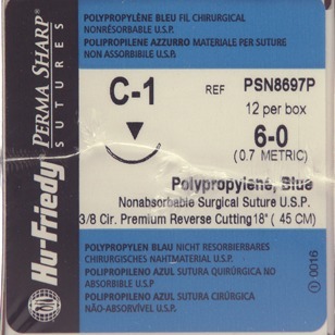 Perma Sharp Suture 6-0 18" Polypropylene Monofilament C-1 Blue 12/Bx thumbnail 10