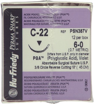 Perma Sharp Suture 6-0 18" Polyglycolic Acid Braid C-22 Violet Bx thumbnail 10