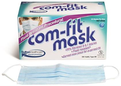 Com-Fit Earloop Fluid-Resistant Procedure Masks, Blue, 50/Box thumbnail 11