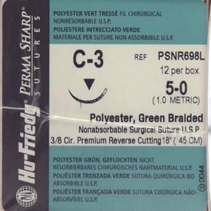 Perma Sharp Suture 5-0 18" Polyester Monofilament C-3 Green 12/Bx product image