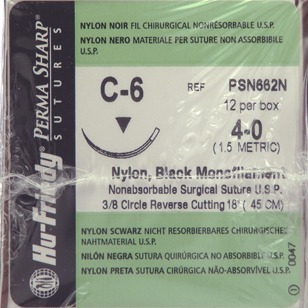 Perma Sharp Suture 4-0 18" Nylon Monofilament C-5 Black 12/Pk thumbnail 8