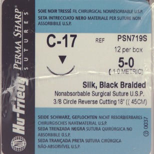 #5-0 Black Silk Suture 18" C-17 Needle 12mm Box of 12 thumbnail 11