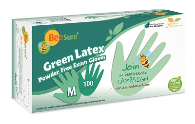 -BeeSure XS Mint PF Latex Gloves (100) product image