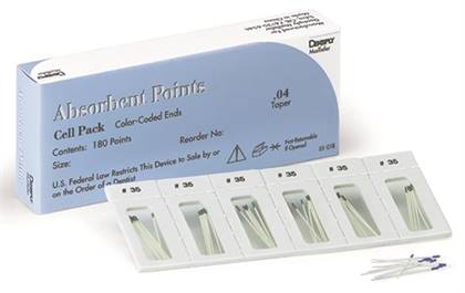 Hand-Rolled Absorbent Paper Points, Sterile, Cell Pack, # 20, 0.04 Taper, Yellow, 180/Pk, 670187 thumbnail 14