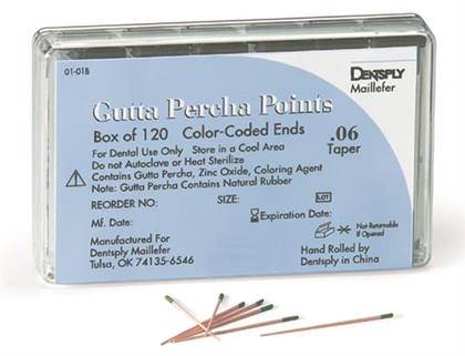 Tapered Hand Rolled Gutta Percha Points Size 15 White 120/Bx product image