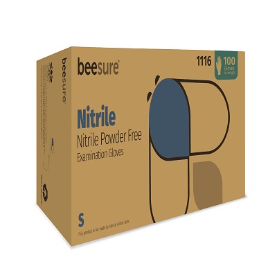 BeeSure Nitrile Exam Gloves Small Light Blue Non-Sterile product image