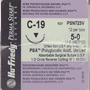Perma Sharp Suture 5-0 PGA Undyed 18 C-19 1/2 Circle 12/Box, PSN723V product image